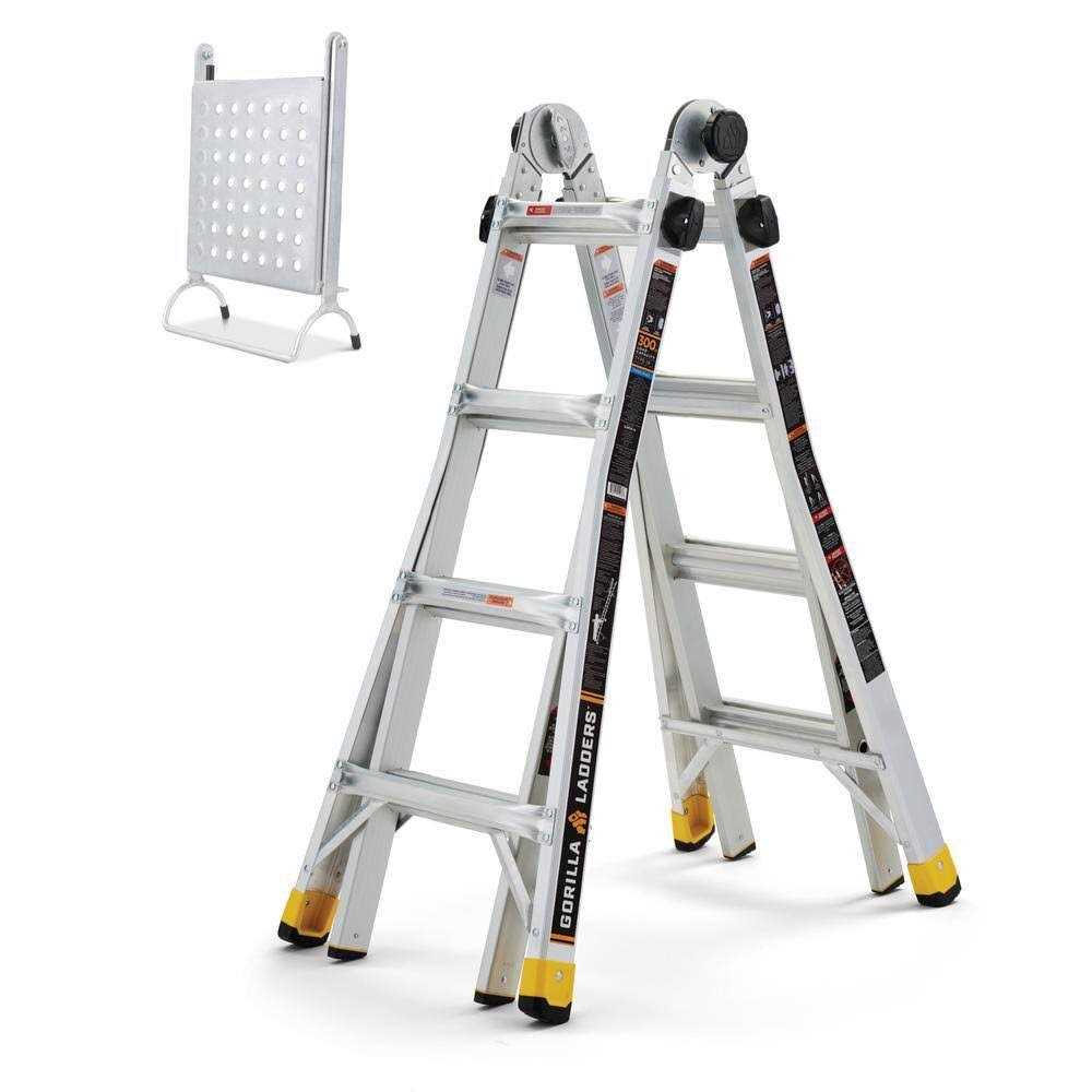 Gorilla Ladders 14 ft. Reach MPXA Aluminum Multi-Position Ladder with 300 lbs. Load Capacity - Zenithce