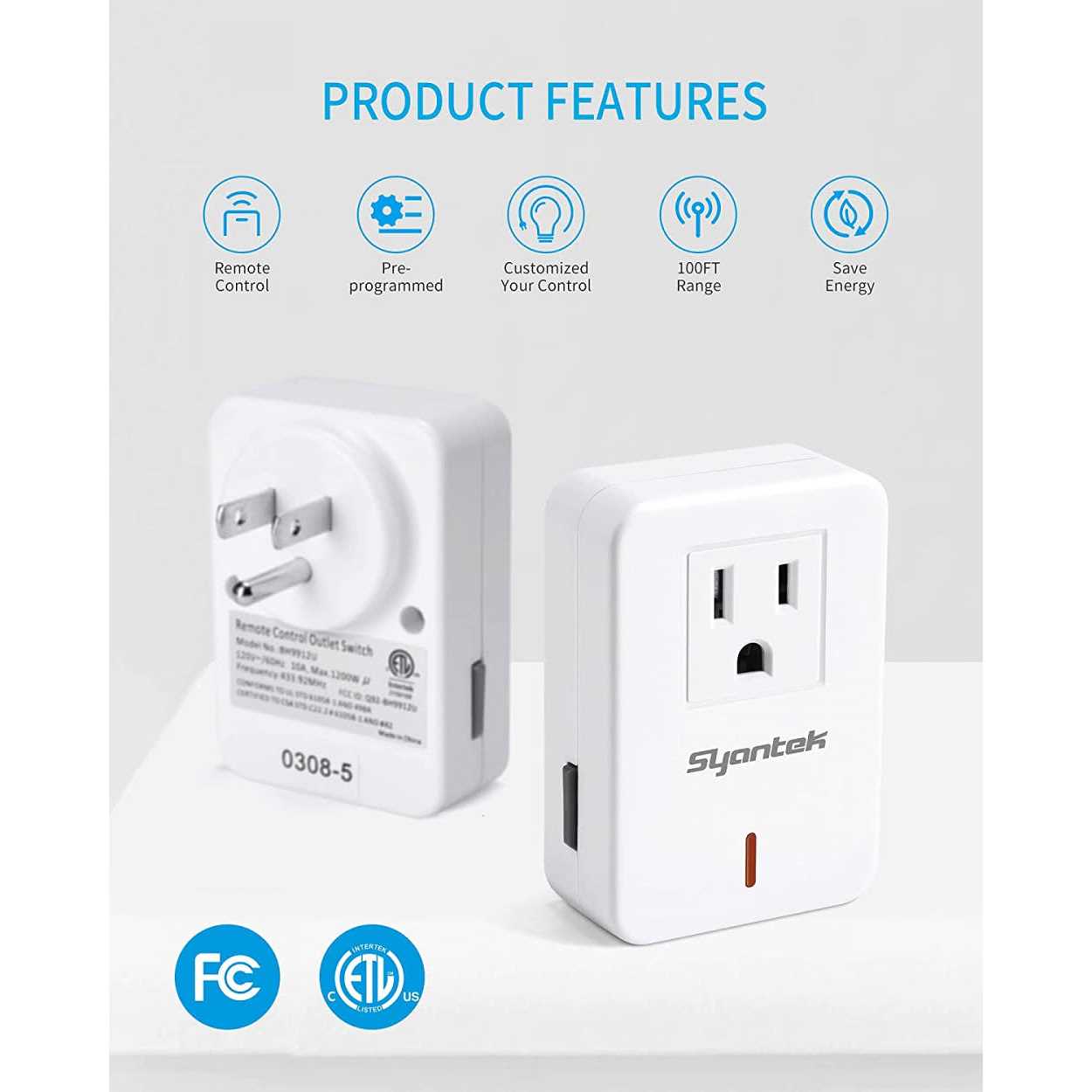 Syantek Remote Control Outlet Wireless Light Switch for Household Appliances - Zenithce