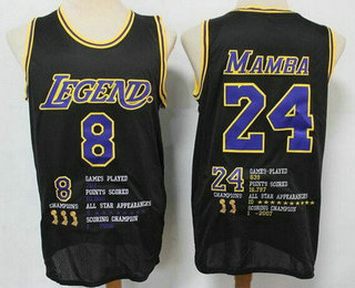 Los Angeles Lakers #8#24 Kobe Bryant Mamba Black Honor Swingman Jersey - Zenithce