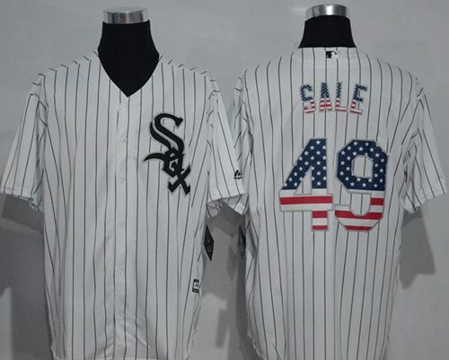 White Sox #49 Chris Sale White(Black Strip) USA Flag Fashion Stitched Jersey - Zenithce