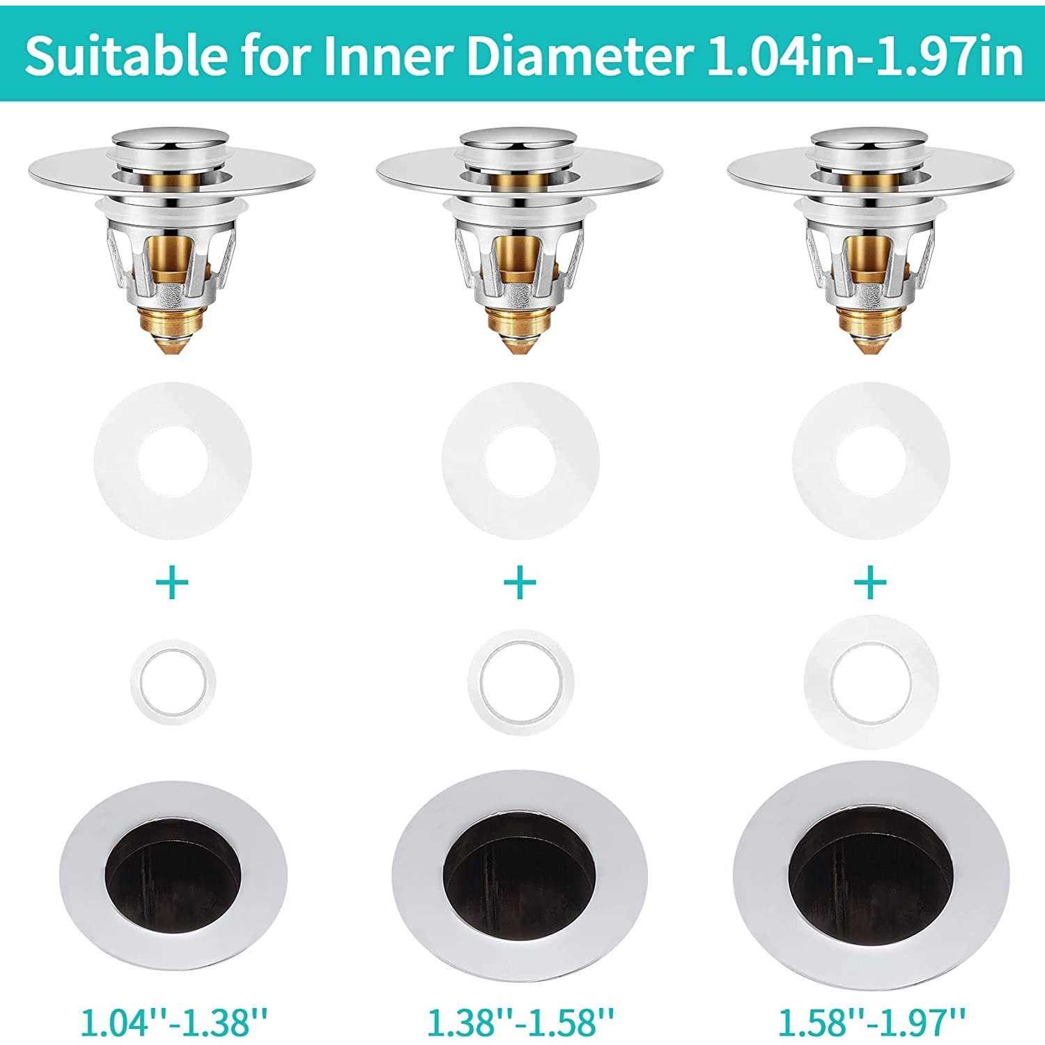 Universal Bathroom Sink Stopper 1.1~1.5” Bathtub Stopper for Kitchen Bathtub Sink Drains Anti Clogging Sink Drain Filter With Hair Catcher - Zenithce