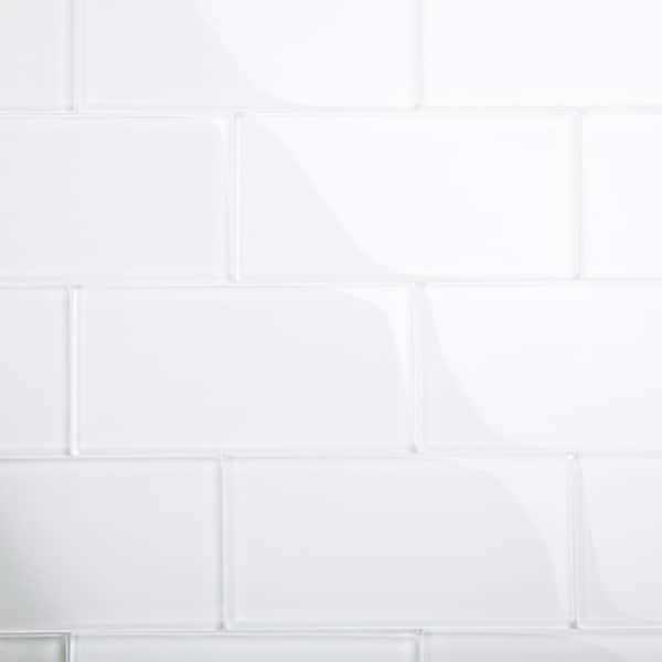Giorbello Black 3 in. x 6 in. x 8 mm Glass Subway Tile - Zenithce