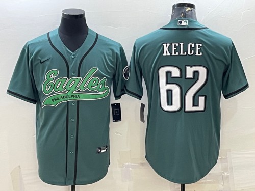 Philadelphia Eagles #62 Jason Kelce Green With Patch Cool Base Stitched Jersey - Zenithce