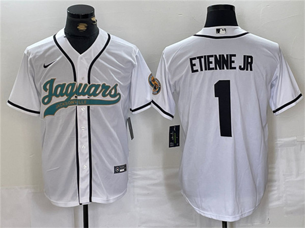Jacksonville Jaguars #1 Travis Etienne Jr. White With Patch Cool Base Stitched Jersey - Zenithce
