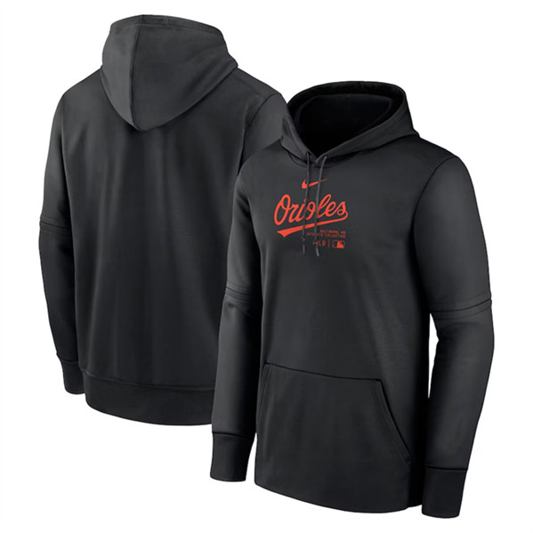 Baltimore Orioles Black Collection Practice Performance Pullover Hoodie - Zenithce