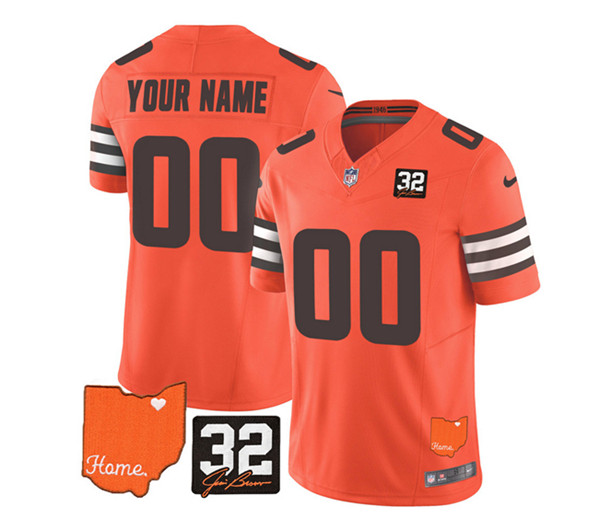 Cleveland Browns Custom Orange 2023 F.U.S.E. With Jim Brown Memorial Patch Vapor Untouchable Limited Stitched Jersey - Zenithce
