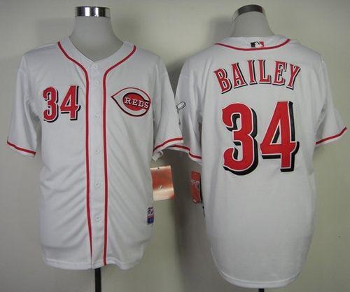 Reds #34 Homer Bailey White Cool Base Stitched Jersey - Zenithce