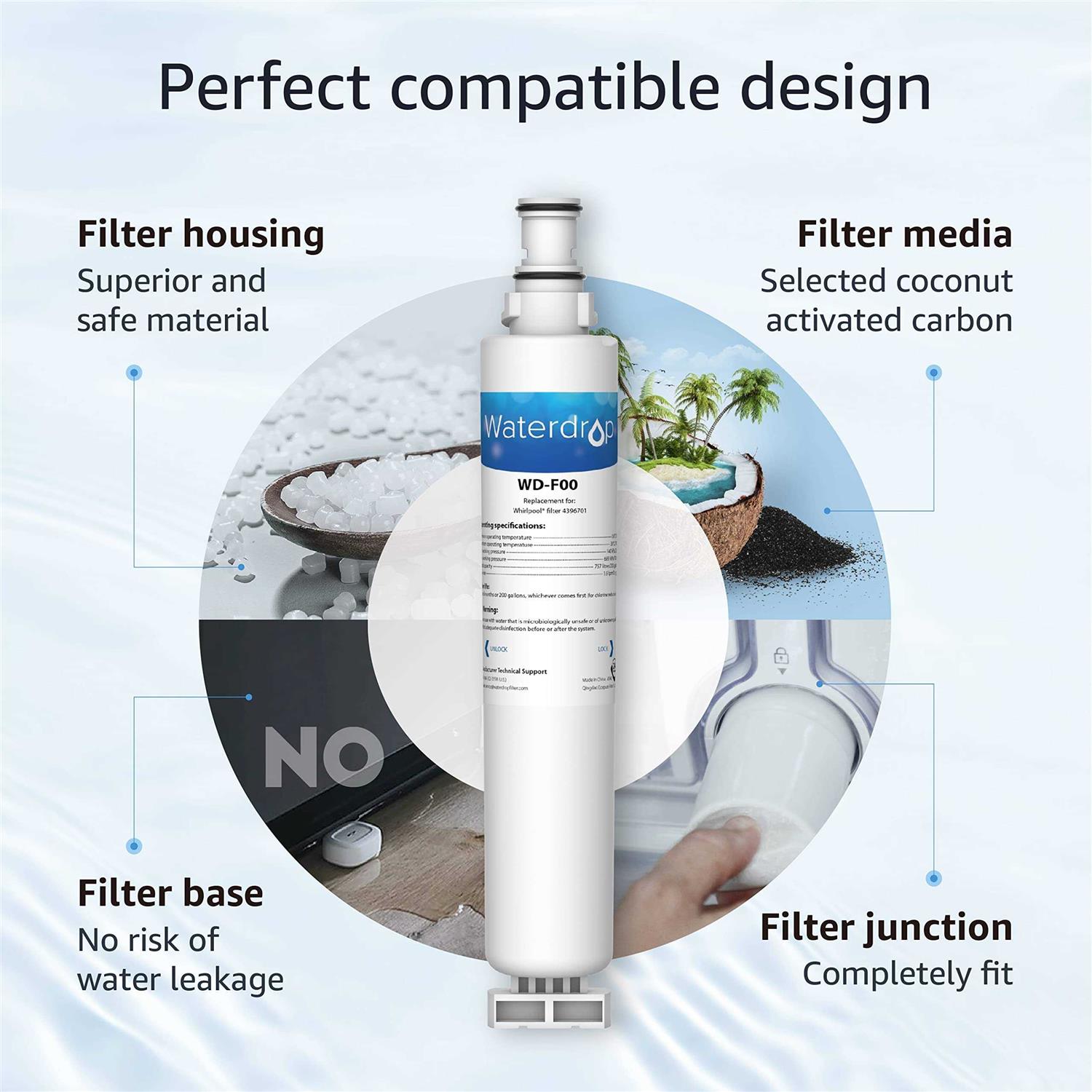 Waterdrop 4396701 Refrigerator Water Filter Replacement for Whirlpool - Zenithce