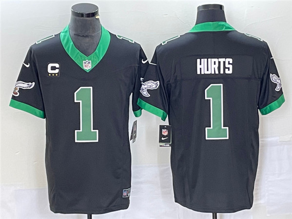 Philadelphia Eagles #1 Jalen Hurts Black 2023 F.U.S.E. Vapor Untouchable With C Patch Stitched Jersey - Zenithce