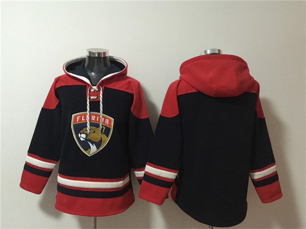 Florida Panthers Blank Black Red Lace-Up Pullover Hoodie - Zenithce