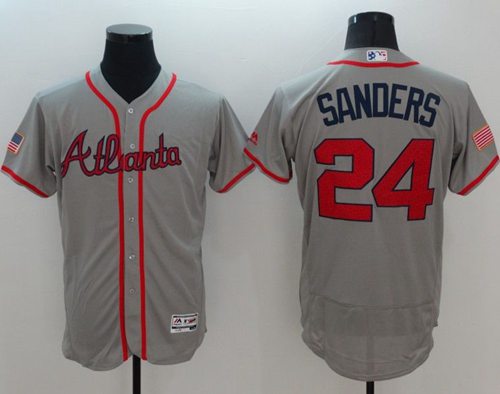 Braves #24 Deion Sanders Grey Fashion Stars Stripes Flexbase Authentic Stitched Jersey - Zenithce