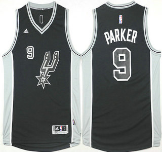 San Antonio Spurs #9 Tony Parker Revolution 30 Swingman 2015-16 New Black Jersey - Zenithce