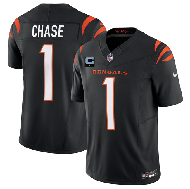 Cincinnati Bengals #1 Ja'Marr Chase Black 2025 F.U.S.E. With 1-Star C Patch Vapor Untouchable Limited Stitched Jersey - Zenithce