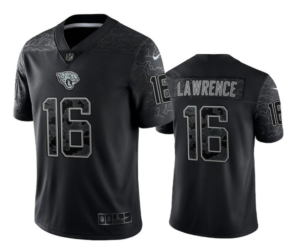 Jacksonville Jaguars #16 Trevor Lawrence Black Reflective Limited Stitched Jersey - Zenithce