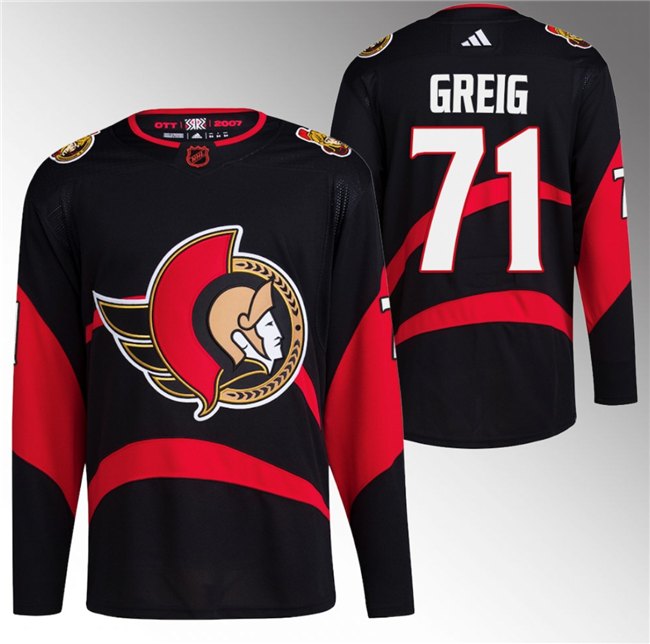 Ottawa Senators #71 Ridly Greig Black Reverse Retro Stitched Jersey - Zenithce