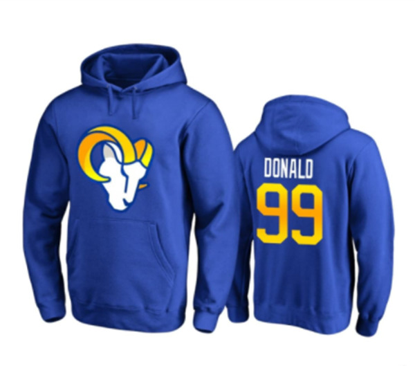 Youth Los Angeles Rams #99 Aaron Donald Blue Pullover Hoodie - Zenithce