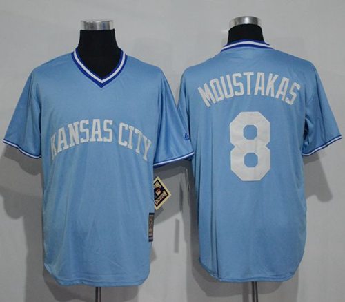 Royals #8 Mike Moustakas Light Blue Cooperstown Stitched Jersey - Zenithce