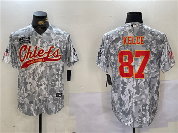Kansas City Chiefs #87 Travis Kelce 2024 Arctic Camo Salute To Service Stitched Jersey - Zenithce