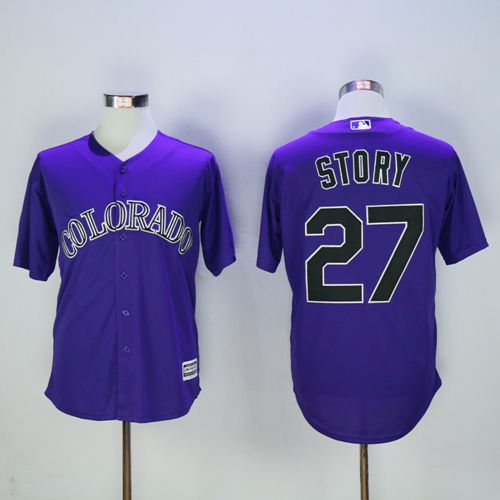 Rockies #27 Trevor Story Purple New Cool Base Stitched Jersey - Zenithce