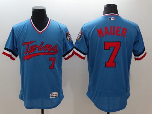 Twins #7 Joe Mauer Light Blue Flexbase Authentic Collection Cooperstown Stitched Jersey - Zenithce