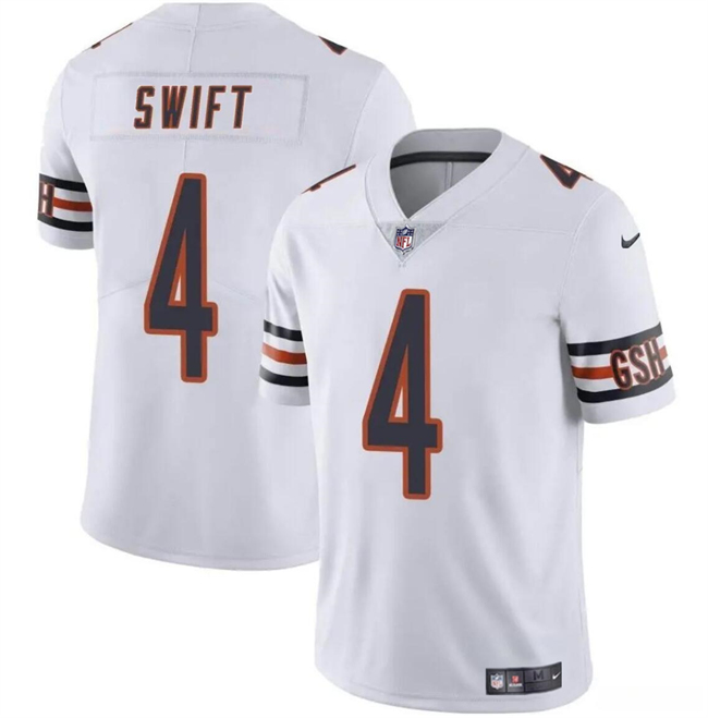Chicago Bears #4 D’Andre Swift White Vapor Stitched Jersey - Zenithce