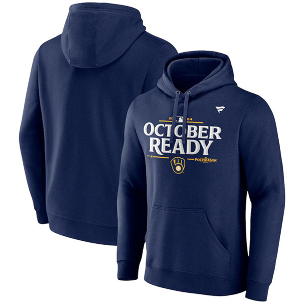 Milwaukee Brewers Navy 2024 Postseason Locker Room Pullover Hoodie - Zenithce