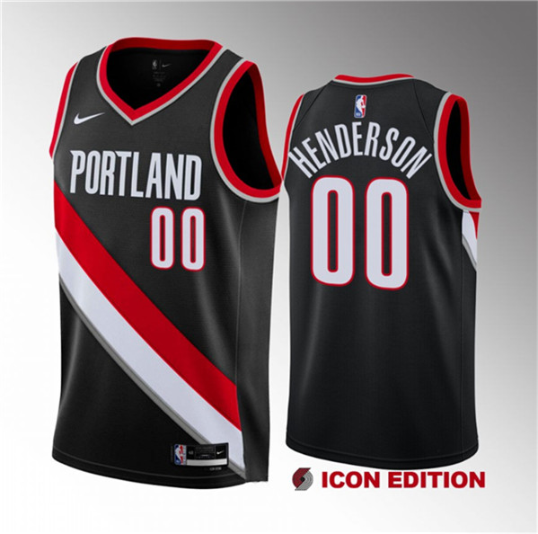 Portland Trail Blazers #00 Scoot Henderson Black 2023 Draft Icon Edition Stitched Jersey - Zenithce