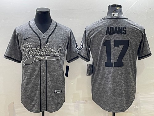 Las Vegas Raiders #17 Davante Adams Gray With Patch Cool Base Stitched Baseball Jersey - Zenithce