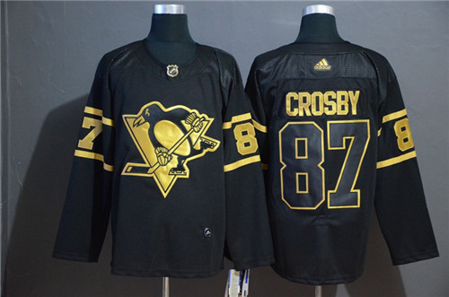 Pittsburgh Penguins #87 Sidney Crosby Black Golden Stitched Jersey - Zenithce