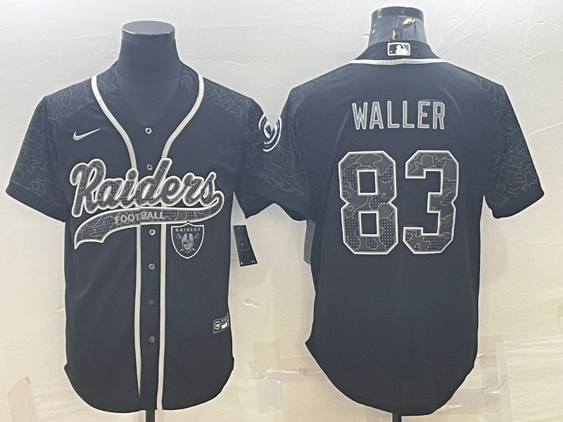 Las Vegas Raiders #83 Darren Waller Black Reflective With Patch Cool Base Stitched Baseball Jersey - Zenithce