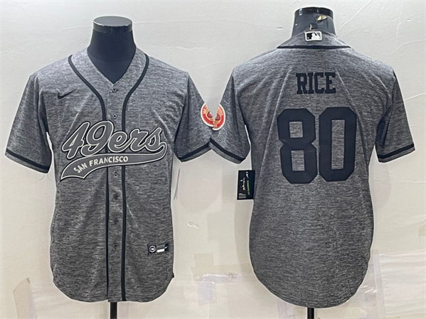 San Francisco 49ers #80 Jerry Rice Gray With Patch Cool Base Stitched Baseball Jersey - Zenithce