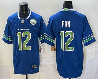 Seattle Seahawks #12 Fan Royal FUSE 2025 NFC West Champions Patch Limited Stitched Jersey - Zenithce