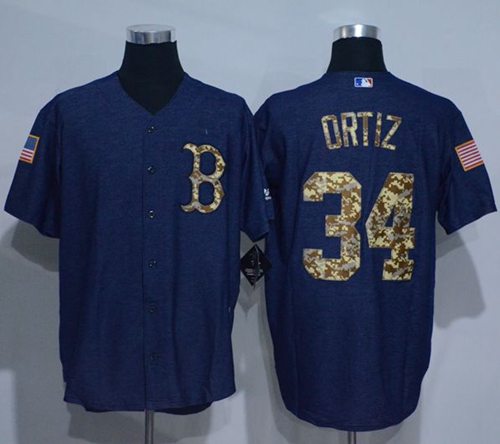 Red Sox #34 David Ortiz Denim Blue Salute To Service Stitched Jersey - Zenithce
