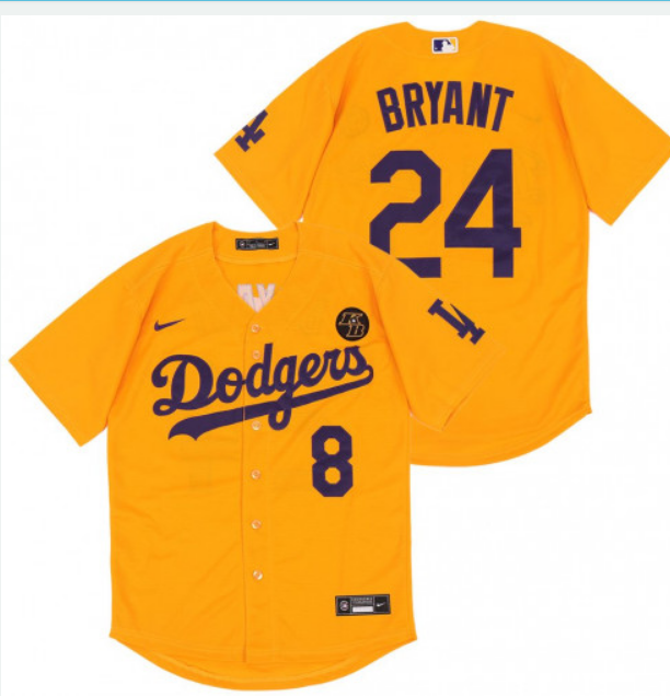 Los Angeles Dodgers Gold #8 #24 Kobe Bryant KB Patch Stitched Jersey - Zenithce