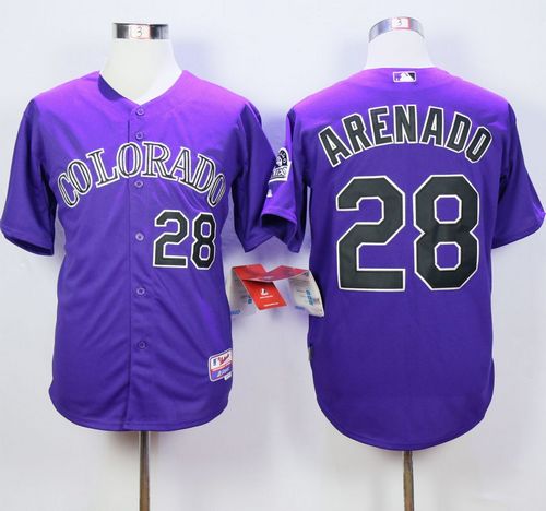 Rockies #28 Nolan Arenado Purple Cool Base Stitched Jersey - Zenithce