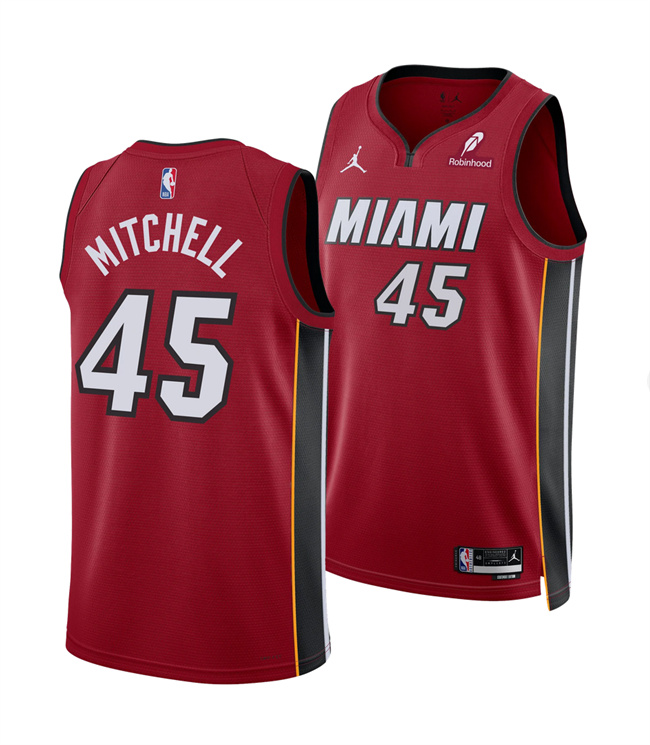 Miami Heat #45 Davion Mitchell Red 2025 Statement Edition Swingman Stitched Jersey - Zenithce