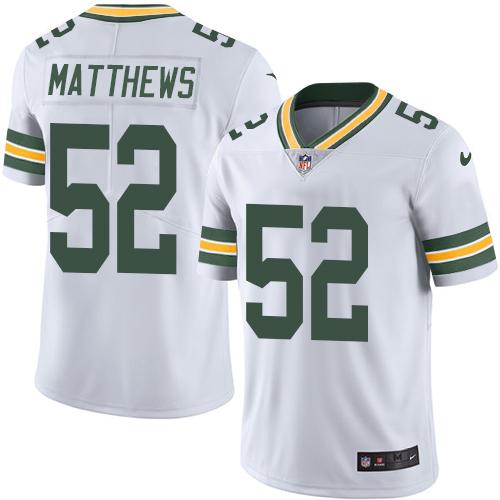 Packers #52 Clay Matthews White Stitched Limited Rush Nike Jersey - Zenithce