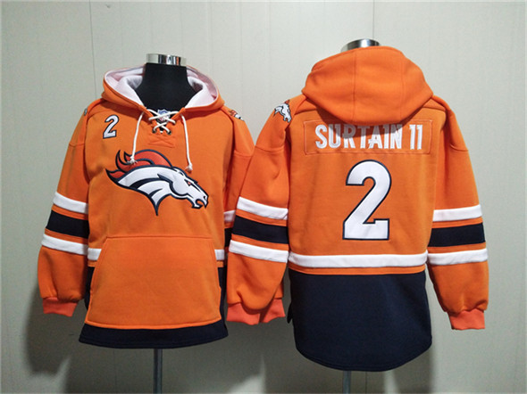 Denver Broncos #2 Pat Surtain II Orange Ageless Must-Have Lace-Up Pullover Hoodie - Zenithce