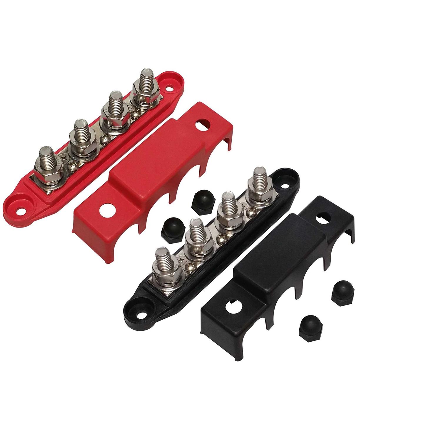 Red 4 Stud Power Distribution Block -busbar - Zenithce