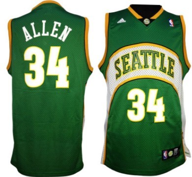 Seattle Supersonics #34 Ray Allen 2007-08 Green Swingman Jersey - Zenithce