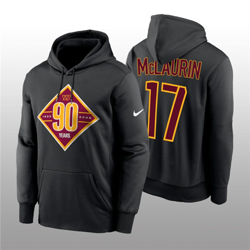 Washington Commanders #17 Terry McLaurin Black 90th Anniversary Performance Pullover Hoodie - Zenithce