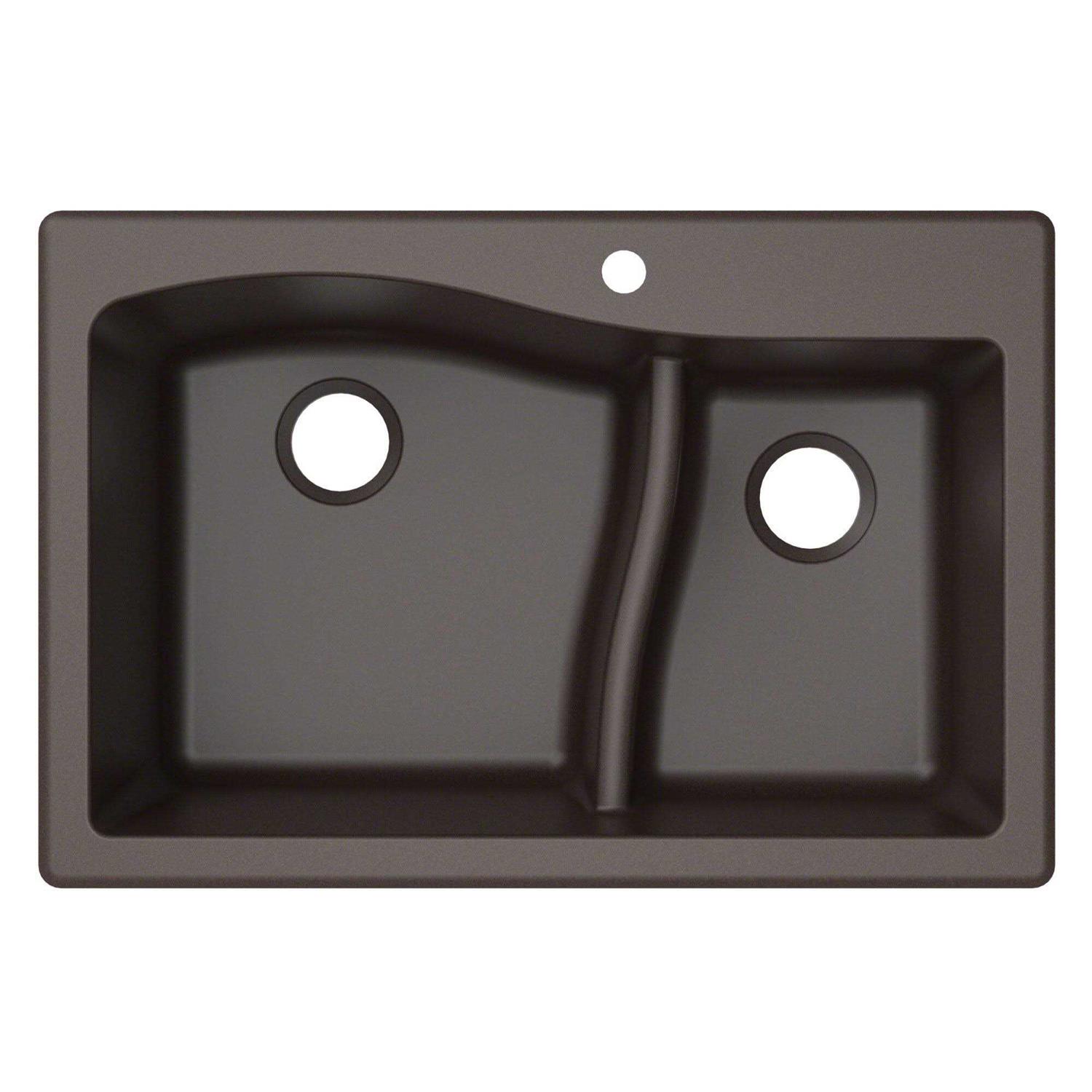 Kraus Quarza 33 Dual Mount 60/40 Double Bowl Granite Kitchen Sink KGD-442 - Zenithce
