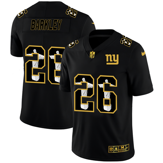 New York Giants #26 Saquon Barkley 2020 Black Jesus Faith Edition Limited Stitched Jersey - Zenithce