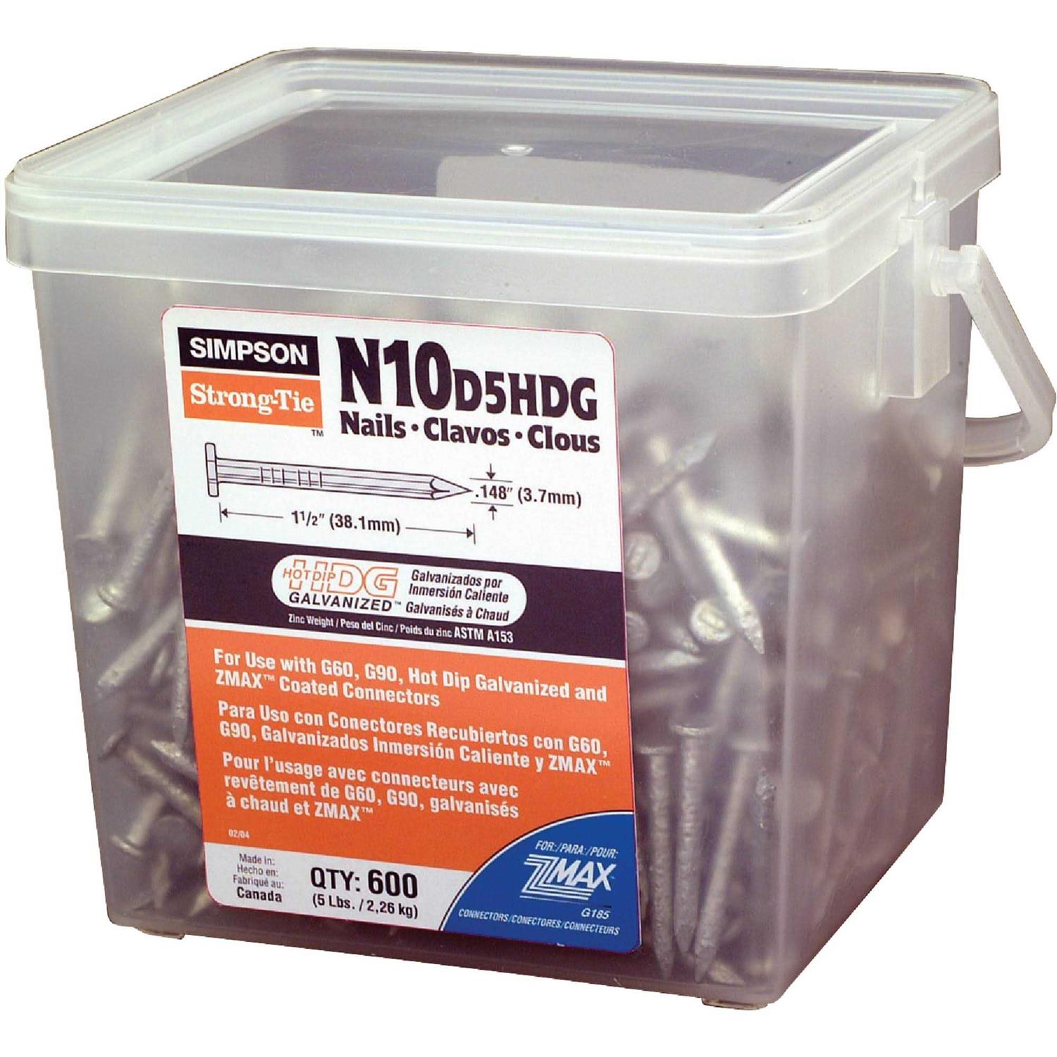 Simpson Strong-Tie Hot Dipped Galvanized Common Nail 10D 10D5HDG-R - Zenithce