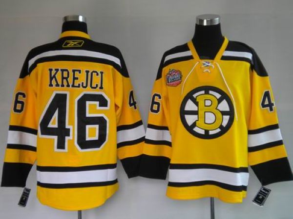 Bruins #46 David Krejci Stitched Winter Classic Yellow Jersey - Zenithce
