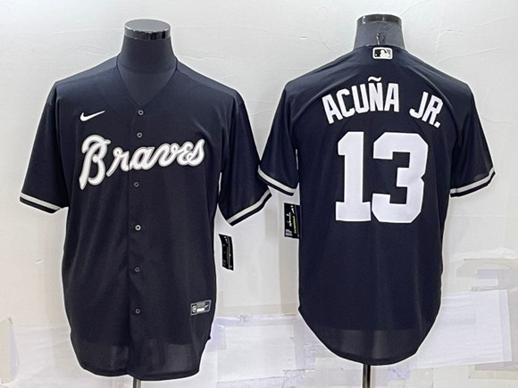 Atlanta Braves #13 Ronald Acuña Jr. Black Cool Base Stitched Baseball Jersey - Zenithce