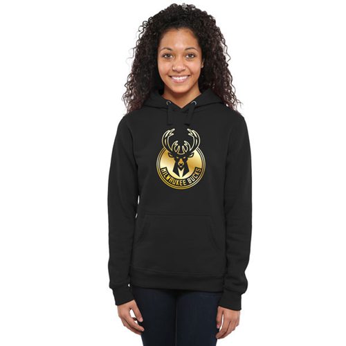 Women's Milwaukee Bucks Gold Collection Pullover Hoodie Black - Zenithce