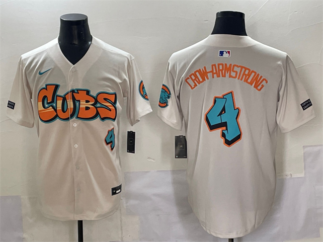 Chicago Cubs #4 Pete Crow-Armstrong Cream 'Graffiti North Side Edition' Vapor Premier Limited Stitched Jersey - Zenithce