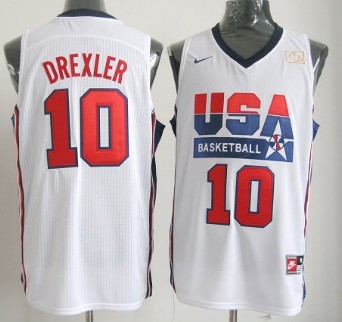 1992 Olympics Team USA #10 Clyde Drexler White Swingman Jersey - Zenithce