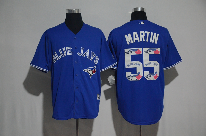 Toronto Blue Jays #55 Russell Martin Blue Team Logo Print Cool Base Stitched Jersey - Zenithce